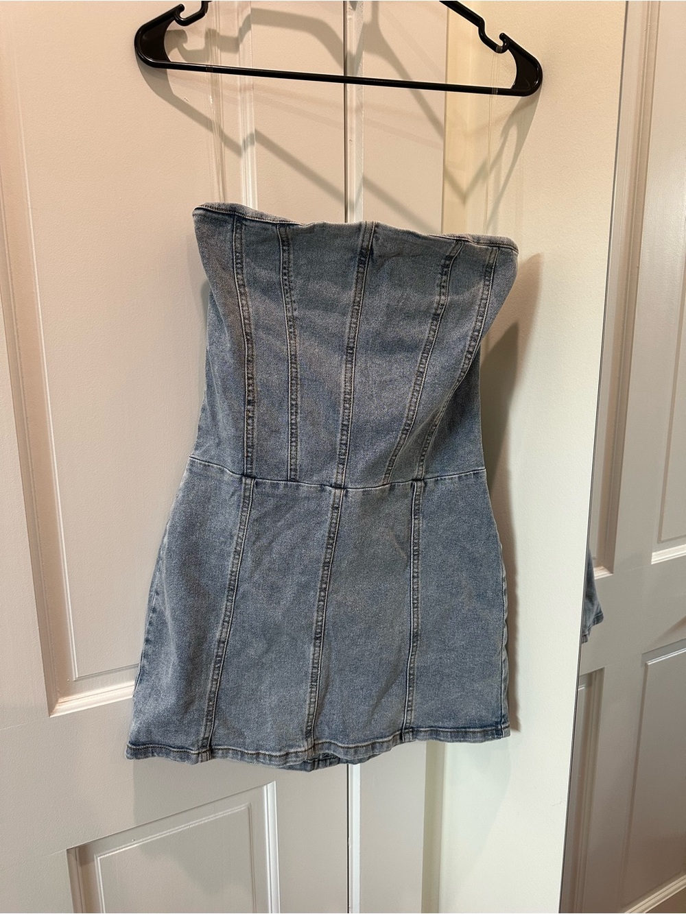 Poema Light Wash Denim Mini Dress